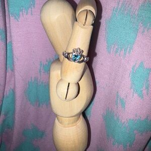 Silver and Blue Heart Ring